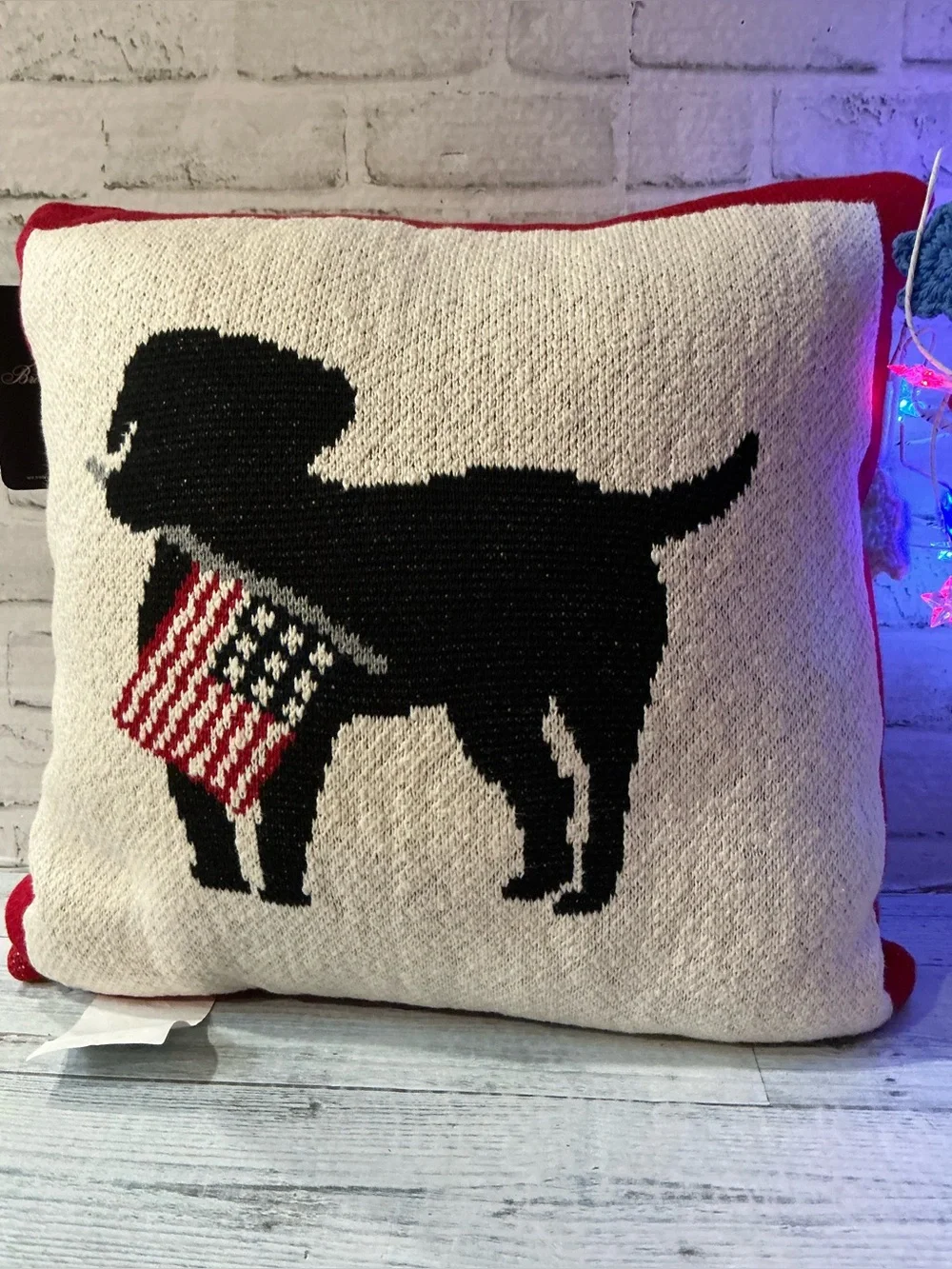 Brooks Brothers Americana Black Lab Decorative Flag Pillow.